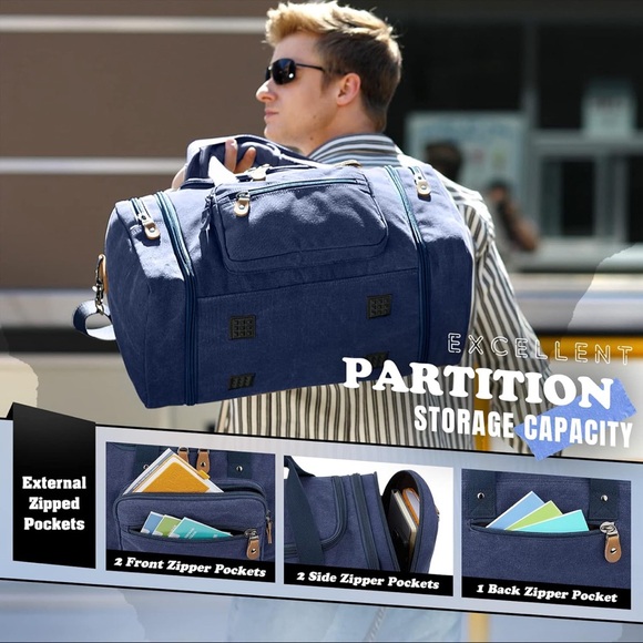 Gonex Canvas Duffle Bag for Travel 60L Expandable Duffel Weekend Overnight NWOT - Picture 8 of 13